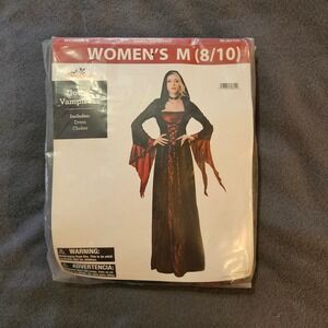 Gothic Vampress Women's M 8 10 Halloween Costume‎ Dress Choker Hooded cosplay